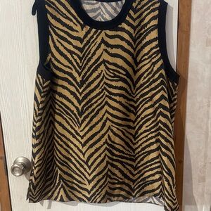 Elie Tahari Black and Gold Zebra Tank Top